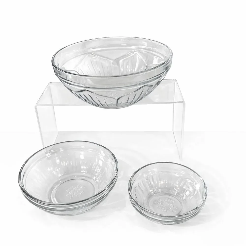 Set of 3 Stackable Serving/Fruit/Dessert/Nuts Bowls Microwave & Dishwasher Safe